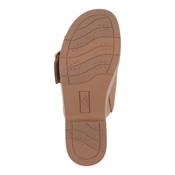 Cliffs by White Mountain Women's Tan Nubuck Slide Sandals - Picture 4 of 12